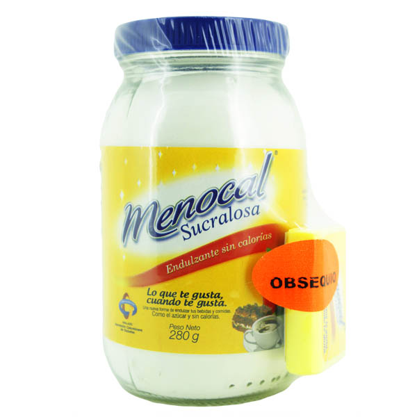 Endulzante Menocal Sucralosa Polvo 280Gr Gratis 100 Unidades | SuperBooM